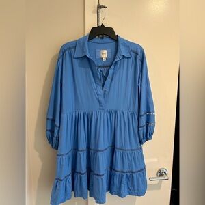 Maeve Bright Blue Tiered Shirt Dress